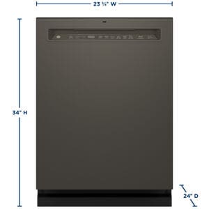 GE 24 in. Front Control Flush-Mount Dishwasher with 47 dBa Sound Level, 3rd-Rack, Dry Boost & Pocket Handle - Slate, Slate, hires