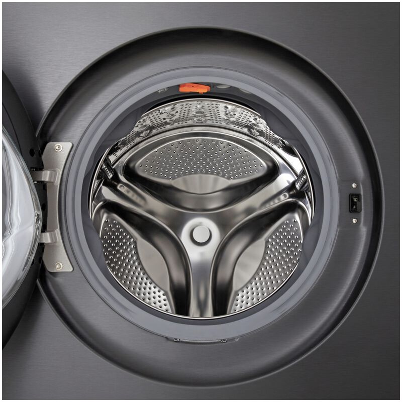LG 29 in. 5.8 cu. ft. Smart Stackable Front Load Washer with Built-In Intelligence, TurboWash 360, EZ Dispense, Sanitize & Steam Cycle - Brushed Black Steel, , hires