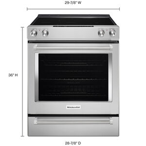 KitchenAid 30 in. 6.4 cu. ft. Convection Oven Slide-In Electric Range with 5 Smoothtop Burners - Stainless Steel, Stainless Steel, hires