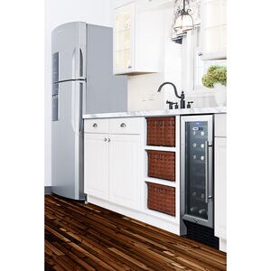 Summit 12 in. Undercounter Wine Cooler with Wood Racks, Single Temperature Zone & 21 Bottle Capacity - Stainless Steel, , hires