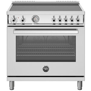 Bertazzoni Professional Series 36 in. 5.9 cu. ft. Convection Oven Freestanding Electric Range with 5 Induction Zones - Stainless Steel, , hires