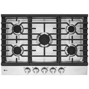 LG 30 in. 5-Burner Natural Gas Cooktop with Simmer Burner & Power Burner - Stainless Steel, Stainless Steel, hires
