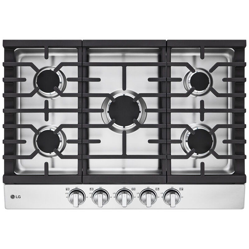 LG 30 in. 5-Burner Natural Gas Cooktop with Simmer Burner & Power Burner - Stainless Steel, Stainless Steel, hires