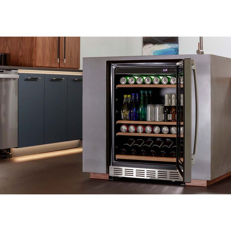 GE Profile 24 in. 5.1 cu. ft. Built-In/Freestanding Beverage Center with Pull-Out Shelves & Digital Control - Stainless Steel, , hires