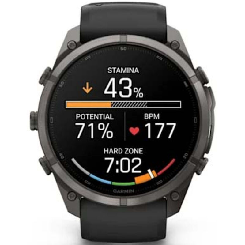 Garmin fenix 9 Pro 51 mm, AMOLED Smart Watch - Carbon Gray DLC Titanium with Black/Pebble Gray Silicone Band, , hires