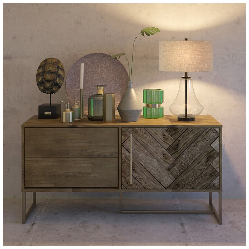 Hudson & Canal Lagos Table Lamp- Seeded Glass with Flax Shade, , hires