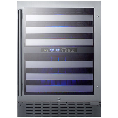 Summit 24 in. Compact Built-In or Freestanding Wine Cooler with 46 Bottle Capacity, Dual Temperature Zones & Digital Control - Custom Panel Ready | SWC532BSTPN