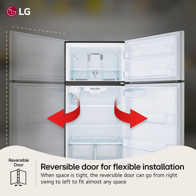 LG 33 in. 23.8 cu. ft. Top Freezer Refrigerator with Internal Water Dispenser - Stainless Steel, , hires
