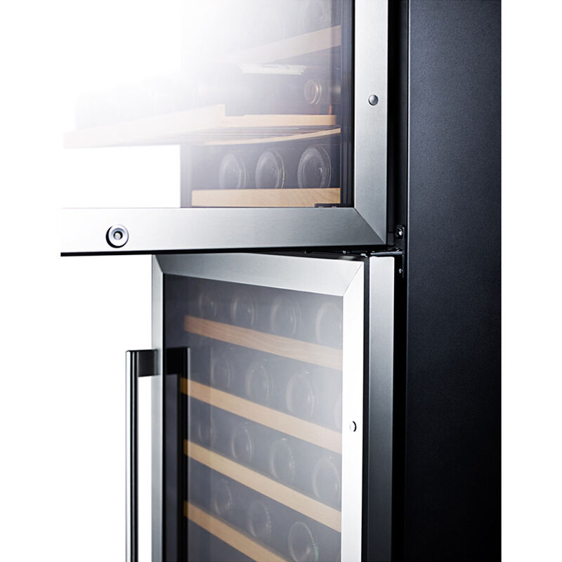 Summit 24 in. Wine Cooler with Wood Racks, Dual Temperature Zones & 118 Bottle Capacity - Stainless Steel, , hires