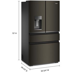 Whirlpool 36 in. 21.9 cu. ft. Smart Counter Depth 4-Door French Door Refrigerator with Ice & Water Dispenser - Black Stainless, , hires