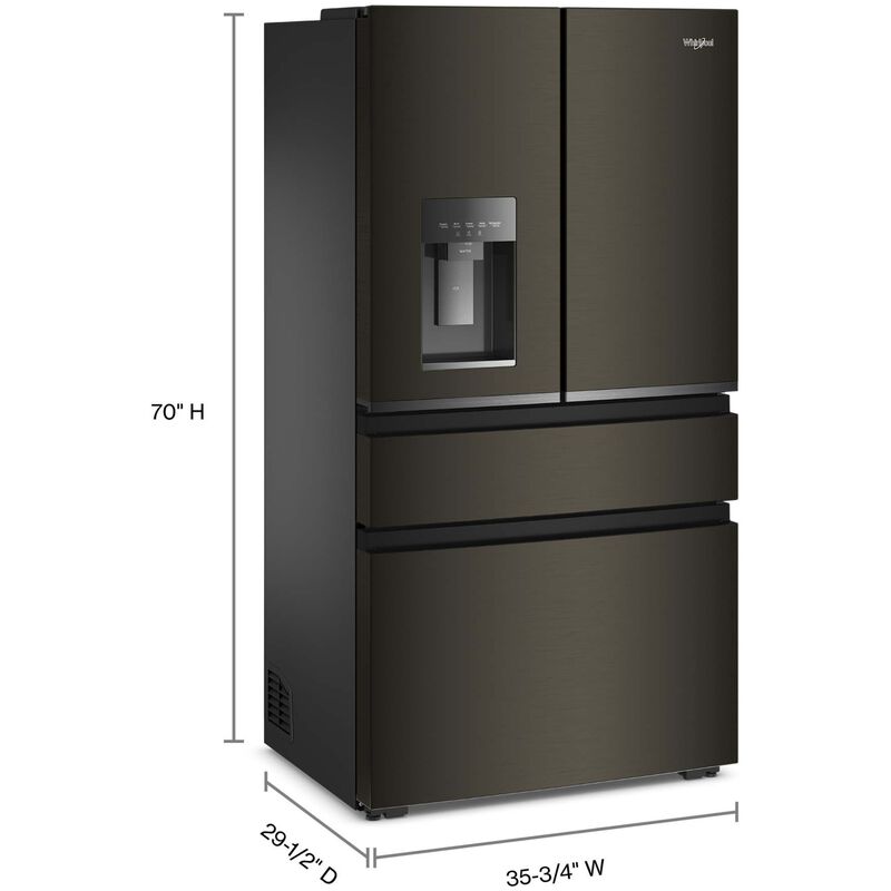 Whirlpool 36 in. 21.9 cu. ft. Smart Counter Depth 4-Door French Door Refrigerator with Ice & Water Dispenser - Black Stainless, , hires