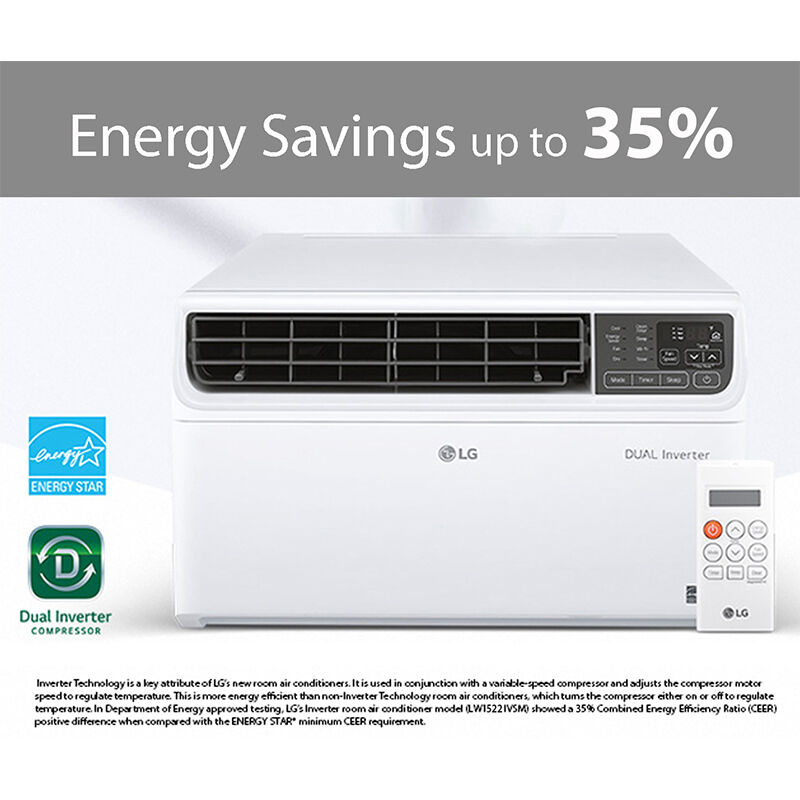 LG 14,000 BTU Smart Energy Star Window/Wall Air Conditioner with Dual Inverter, Sleep Mode & Remote Control - White, , hires