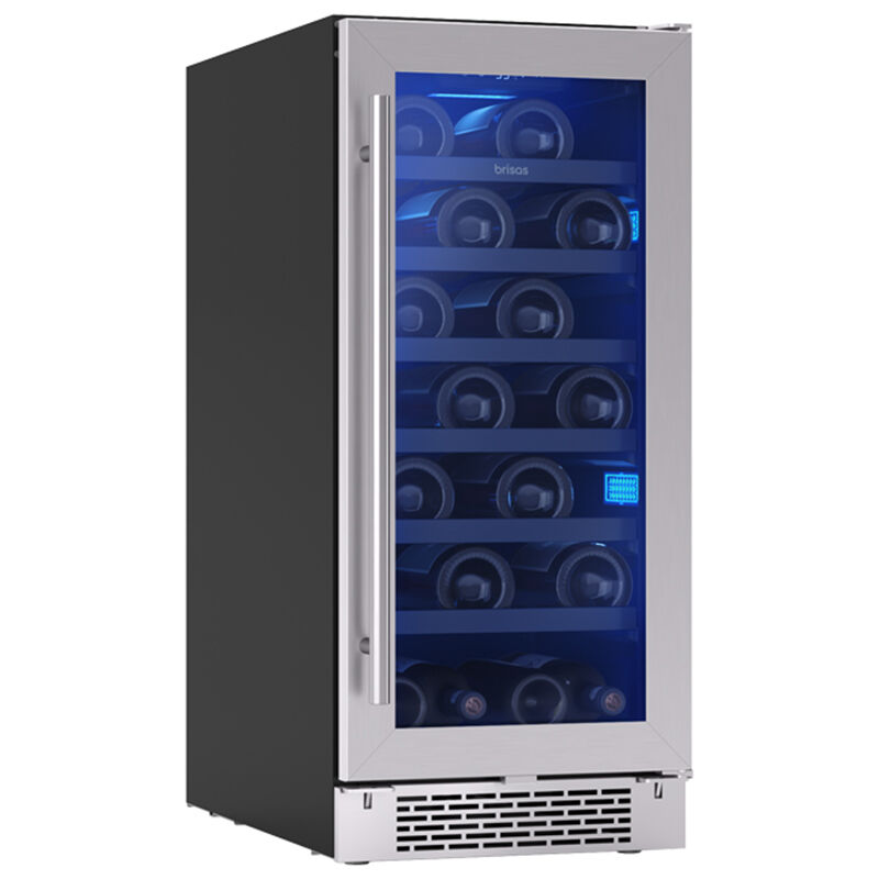 Zephyr 15 in. Undercounter Wine Cooler with Metal Wire Racks, Single Temperature Zone & 28 Bottle Capacity - Stainless Steel, , hires
