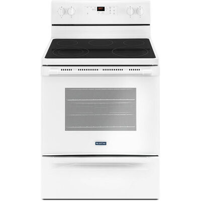 Maytag 30 in. 5.3 cu. ft. Oven Freestanding Electric Range with 5 Smoothtop Burners - White | MER6600FW