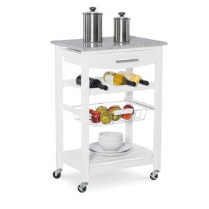 Cullen Kitchen Cart with Granite Top-White, , hires