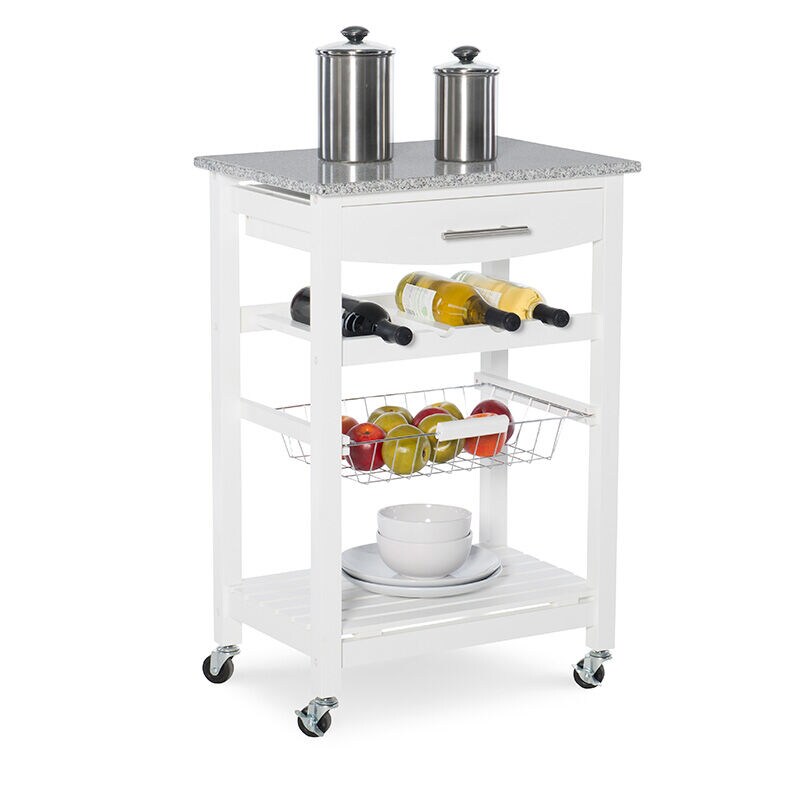 Cullen Kitchen Cart with Granite Top-White, , hires