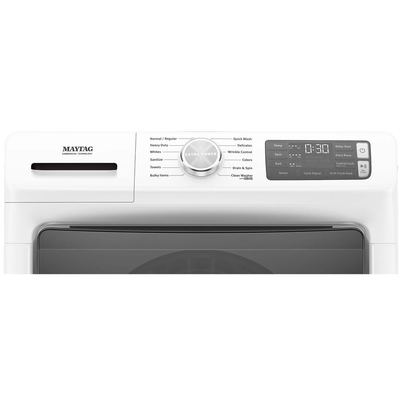 Maytag 27 in. 4.8. cu. ft. Stackable Front Load Washer with Extra Power, 16-Hr Fresh Hold Option, Sanitize & Steam Wash Cycle - White, White, hires