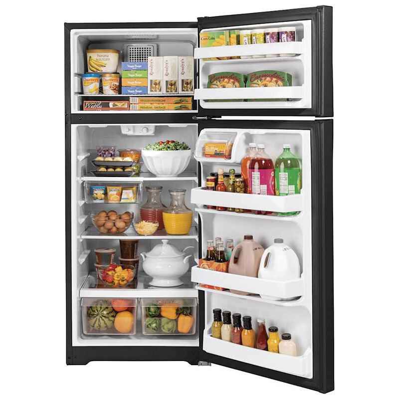 GE 28 in. 17.5 cu. ft. Top Freezer Refrigerator - Black, Black, hires