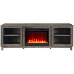 Lilola Summit 70"W Gray Walnut Finish TV Stand Console with Fireplace and Heater, , hires