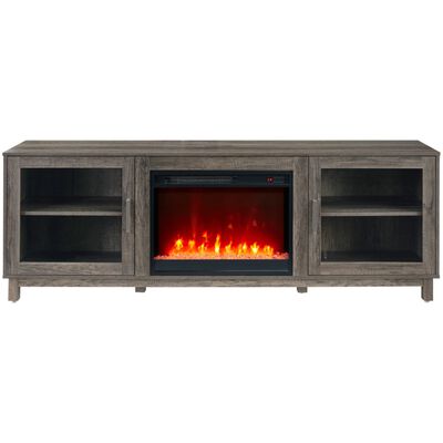 Lilola Summit 70"W Gray Walnut Finish TV Stand Console with Fireplace and Heater | 97039