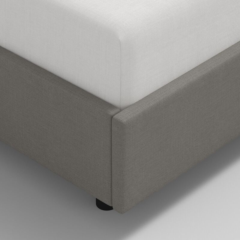 Skyline Furniture Linen Fabric Upholstered Queen Size Wingback Bed - Grey, , hires