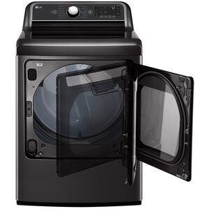 LG 27 in. 7.3 cu. ft. Smart Electric Dryer with Sanitize Cycle, TurboSteam Technology & Sensor Dry - Black Stainless Steel, Black with Stainless Steel, hires