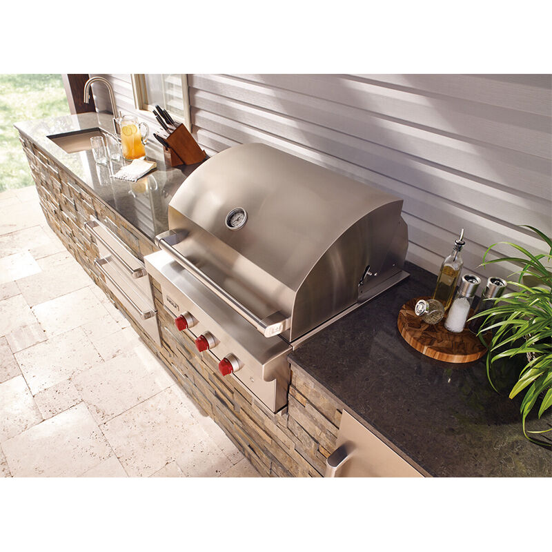 Wolf Designer 30 in. 3-Burner Built-In/Freestanding Natural Gas Grill with Rotisserie & Sear Burner - Stainless Steel, , hires
