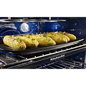 KitchenAid 30 in. 6.7 cu. ft. True European Convection Double Oven Dual Fuel Range with 5 Sealed Burners & Griddle - Stainless Steel, , hires