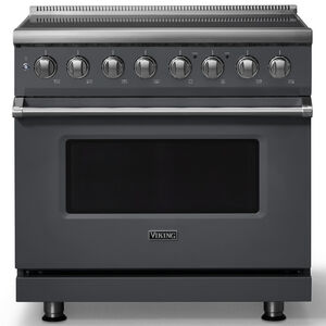 Viking 5 Series 36 in. 5.6 cu. ft. True European Convection Electric Range with 6 Induction Burners - Cast Black, , hires