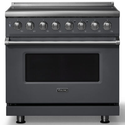 Viking 5 Series 36 in. 5.6 cu. ft. True European Convection Electric Range with 6 Induction Burners - Cast Black | VIR53646BCS