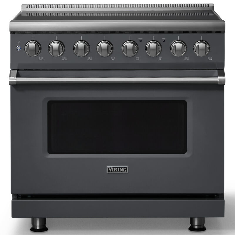 Viking 5 Series 36 in. 5.6 cu. ft. True European Convection Electric Range with 6 Induction Burners - Cast Black, , hires