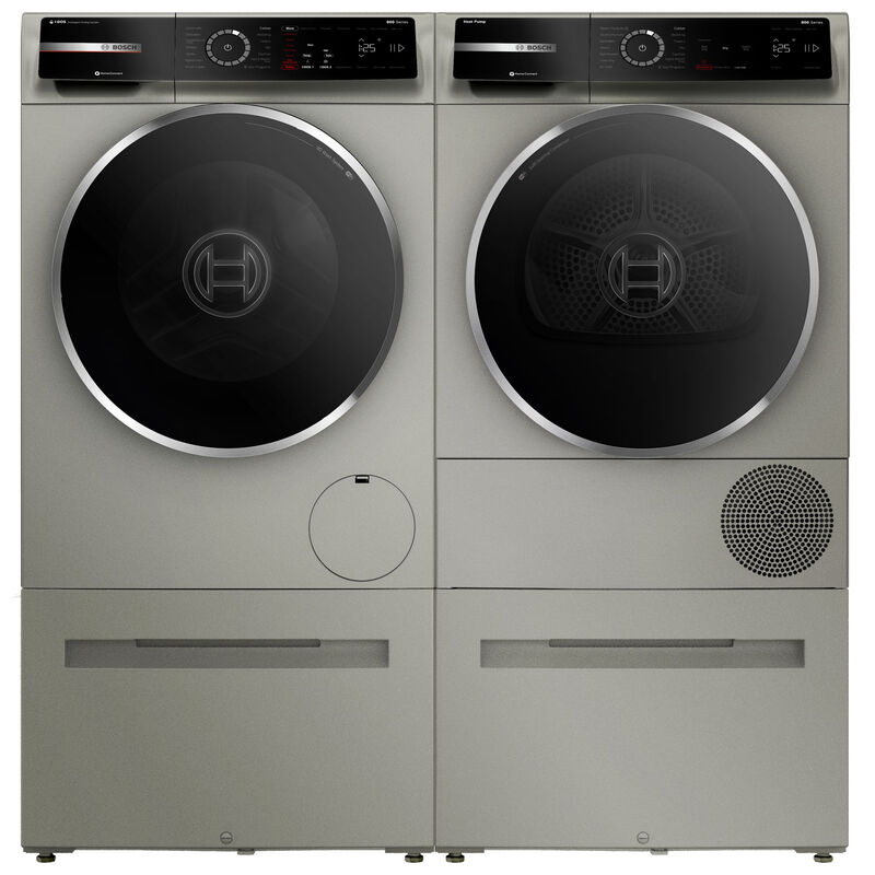 Bosch 800 Series 24 in. 2.4 cu. ft. Smart Stackable Front Load Washer with Sanitize Cycle - Pearl Steel, , hires