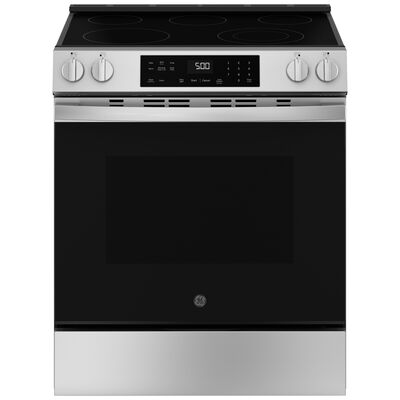GE 30 in. 5.3 cu. ft. Oven Slide-In Electric Range with 5 Radiant Burners - Stainless Steel | GRS500PVSS