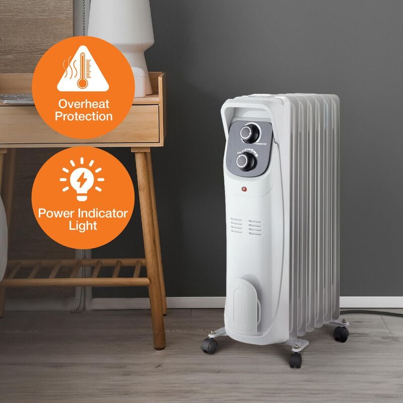 Lifesmart 1500W Radiator Space Heater with 3 Heat Settings & Overheat Safety Shut-Off - White, , hires