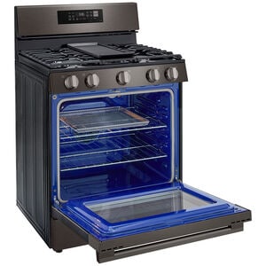 LG 30 in. 6.3 cu. ft. Smart Air-Fry True European Convection Gas Range with 5 Sealed Burners & Griddle - Black Stainless Steel, , hires