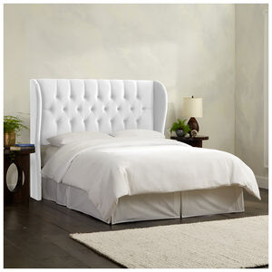 Skyline Furniture Tufted Wingback Velvet Fabric Upholstered Queen Size Bed - White, White, hires
