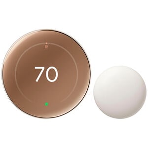 Nest Learning Thermostat (4th Gen) - Polished Gold + Nest Temperature Sensor, , hires