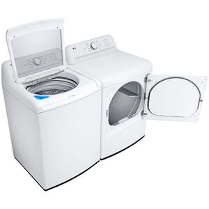 LG 27 in. 7.3 cu. ft. Electric Dryer with FlowSense Duct Clogging Indicator, LoDecibel Quiet Operation & Sensor Dry - White, White, hires