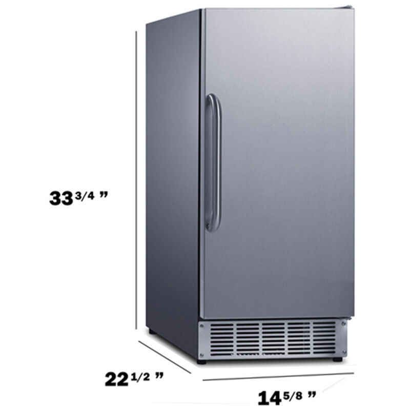 Summit 15 in. Built-In Undercounter Outdoor Commercial-Use Ice Maker with 25 lb. Ice Storage, Auto-Defrost & Digital Control - Stainless Steel, , hires