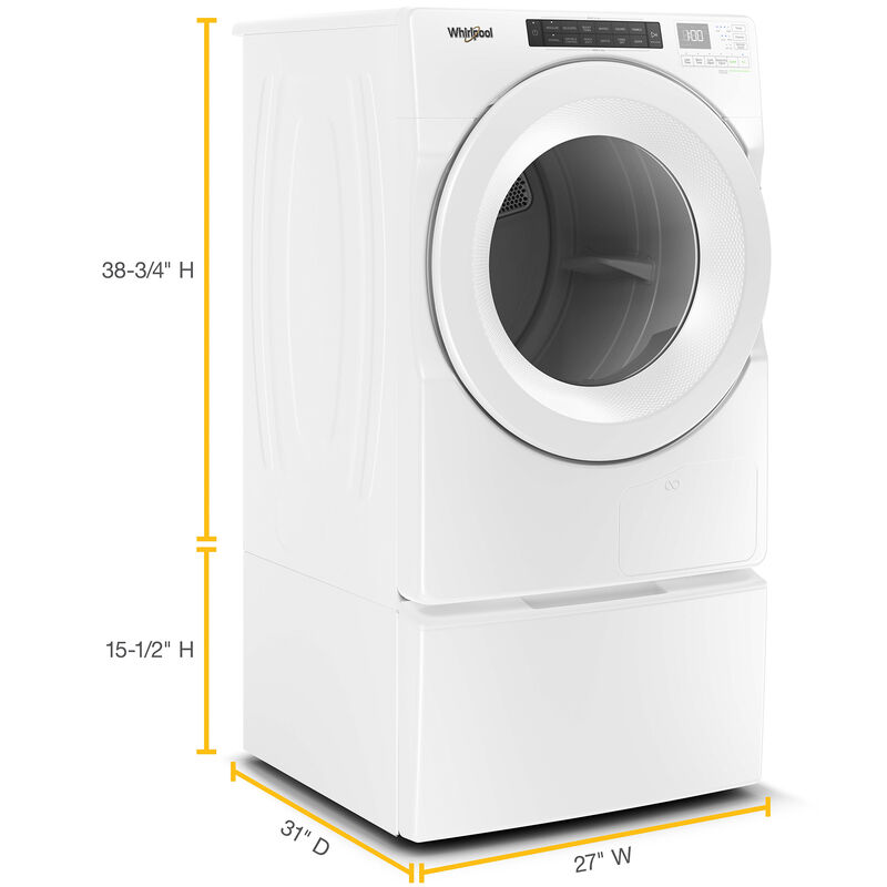 Whirlpool 27 in. 7.4 cu. ft. Stackable Ventless Electric Dryer with Heat Pump & Sensor Dry - White, , hires