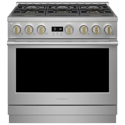 Monogram Statement Series 36 in. 6.2 cu. ft. Smart Convection Oven Freestanding Gas Range with 6 Sealed Burners - Stainless Steel | ZGP366NTSS