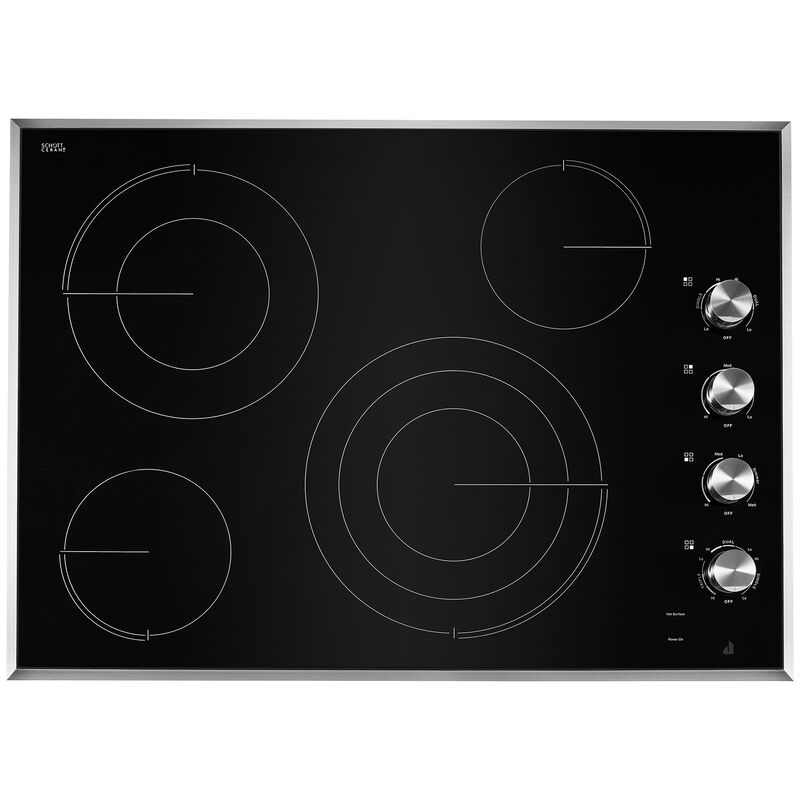JennAir Lustre Stainless 30 in. 4-Burner Electric Cooktop with Simmer Burner & Power Burner - Stainless Steel, , hires