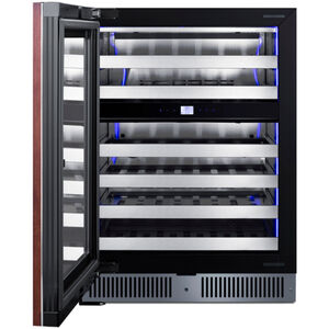 Summit 24 in. Undercounter Left-Hinged Wine Cooler with Metal Racks, Dual Temperature Zones & 48 Bottle Capacity - Custom Panel Ready, , hires