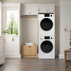 Equator 24 in. 1.9 cu. ft. Electric Front Load Laundry Center with Sanitize Cycle & Sensor Dry - White, , hires