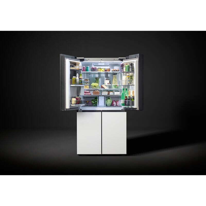 Samsung Bespoke 36 in. 28.6 cu. ft. Smart 4-Door French Door Refrigerator with Internal Water Dispenser - White Glass, White Glass, hires