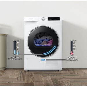 Samsung 24 in. 4.0 cu. ft. Smart Stackable Ventless Electric Dryer with Heat Pump, Sensor Dry & Sanitize Cycle - White, , hires