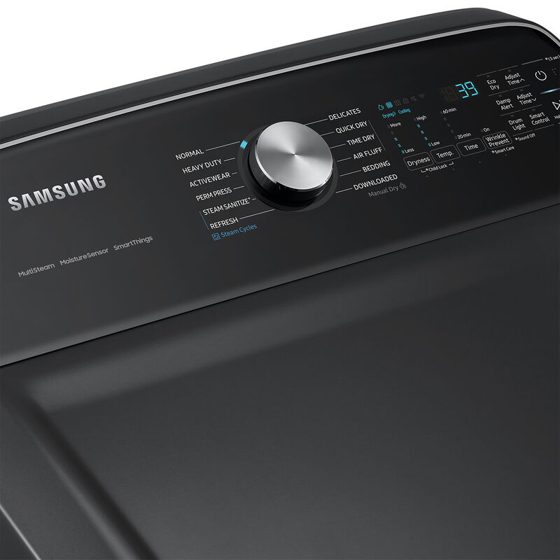 Samsung 27 in. 7.4 cu. ft. Smart Electric Dryer with Sensor Dry, Sanitize & Steam Cycle - Brushed Black, Brushed Black, hires