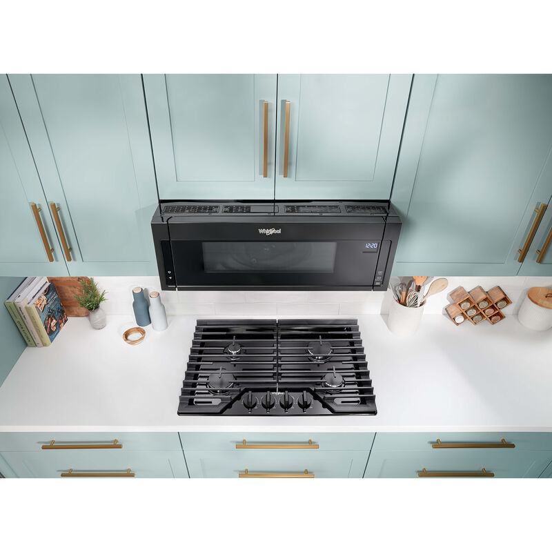 Whirlpool 30 in. 4-Burner Natural Gas Cooktop with EZ-2-Lift Hinged Cast-Iron Grates, Simmer & Power Burner - Black, Black, hires