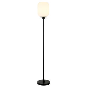 Hudson & Canal Agnolo Blackened Bronze Floor Lamp wi+D78th White Milk Glass Shade, , hires