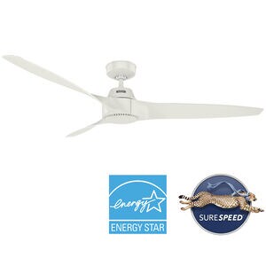Hunter 60 in. Mosley Energy Star Damp Rated Ceiling Fan and Wall Control - Fresh White, , hires